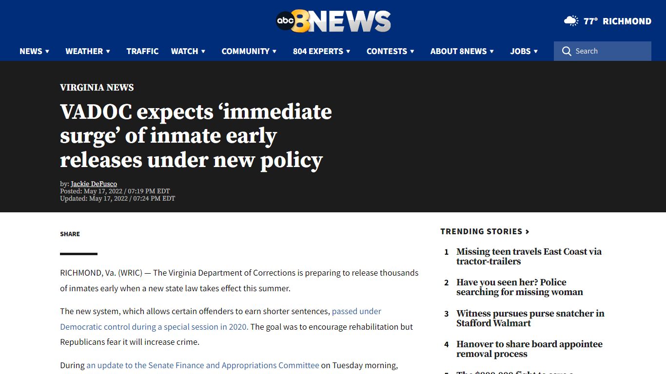 VADOC expects ‘immediate surge’ of inmate early releases under new ...